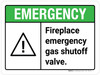 Emergency: Fireplace Emergency Gas Shutoff Valve ANSI Landscape - Wall Sign Emergency: Fireplace Emergency Gas Shutoff Valve ANSI Landscape - Wall Sign