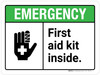 Emergency: First Aid Kit Inside ANSI Landscape - Wall Sign