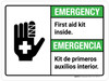 Emergency: First Aid Kit Inside Spanish ANSI Landscape - Wall Sign Emergency: First Aid Kit Inside Spanish ANSI Landscape - Wall Sign