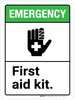 Emergency: First Aid Kit ANSI Portrait - Wall Sign