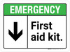Emergency: First Aid Kit with Down Arrow ANSI Landscape - Wall Sign Emergency: First Aid Kit with Down Arrow ANSI Landscape - Wall Sign