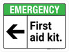 Emergency: First Aid Kit with Left Arrow ANSI Landscape - Wall Sign Emergency: First Aid Kit with Left Arrow ANSI Landscape - Wall Sign