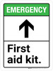 Emergency: First Aid Kit with Up Arrow ANSI Portrait - Wall Sign