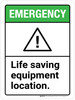 Emergency: Life Saving Equipment Location ANSI Portrait - Wall Sign