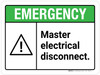 Emergency: Master Electrical Disconnect ANSI Landscape - Wall Sign Emergency: Master Electrical Disconnect ANSI Landscape - Wall Sign