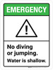 Emergency: No Diving No Jumping Water Is Shallow ANSI Portrait - Wall Sign