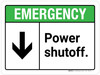 Emergency: Power Shutoff with Down Arrow ANSI Landscape - Wall Sign Emergency: Power Shutoff with Down Arrow ANSI Landscape - Wall Sign