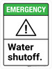 Emergency: Water Shutoff ANSI Portrait - Wall Sign