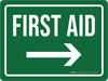 First Aid with Right Arrow Landscape - Wall Sign