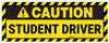 Caution: Student Driver (With Hazard Lines) - Waterproof Car Magnet Bumper Decal