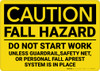 Caution: Fall Hazard Do Not Start Work Unless Protection is in Place - Wall Sign