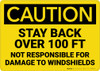 Caution: Stay Back over 100 Ft Not Responsible for Damage - Wall Sign