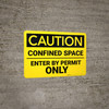 Caution: Confined Space Enter by Permit Only - Wall Sign