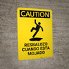 Caution: Floor Slippery When Wet Spanish Portrait With Graphic - Wall Sign