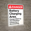 Danger: Battery Charging Area Charger Must Be Shut Off Portrait - Wall Sign