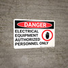 Danger: Electrical Equipment Authorized Personnel Only With Graphic - Wall Sign