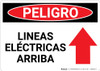 Danger: Spanish Power Lines Above with Arrow - Wall Sign