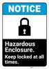 Notice: Hazardous Enclosure Keep Locked Always - Wall Sign