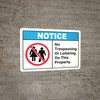 Notice: No Trespassing Or Loitering On This Property - Wall Sign Notice: No Trespassing Or Loitering On This Property - Wall Sign