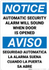Notice: Automatic Security Alarm Will Sound Bilingual Spanish - Wall Sign