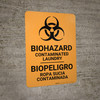 Biohazard: Contaminated Laundry Bilingual Spanish - Wall Sign Biohazard: Contaminated Laundry Bilingual Spanish - Wall Sign