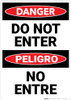 Danger: Do Not Enter Bilingual Spanish - Wall Sign