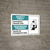 Safety First: Emergency Shower Here Bilingual Spanish - Wall Sign