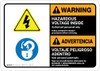 Warning: Hazardous Voltage Follow Lockout Procedures Bilingual Spanish - Wall Sign Warning: Hazardous Voltage Follow Lockout Procedures Bilingual Spanish - Wall Sign