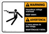 Warning: Hazardous Voltage Overhead Bilingual Spanish - Wall Sign Warning: Hazardous Voltage Overhead Bilingual Spanish - Wall Sign