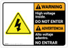 Warning: High Voltage Inside Do Not Enter Bilingual Spanish - Wall Sign