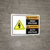Warning: High Voltage Bilingual Spanish - Wall Sign Warning: High Voltage Bilingual Spanish - Wall Sign