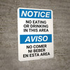 Notice: No Eating or Drinking In This Area Bilingual Spanish - Wall Sign Notice: No Eating or Drinking In This Area Bilingual Spanish - Wall Sign