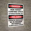 Danger: Non Permit Confined Space Bilingual Spanish - Wall Sign Danger: Non Permit Confined Space Bilingual Spanish - Wall Sign
