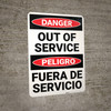 Danger: Out Of Service Bilingual Spanish - Wall Sign