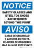 Notice: Safety Glasses Steel Toe Shoes Required Bilingual Spanish - Wall Sign Notice: Safety Glasses Steel Toe Shoes Required Bilingual Spanish - Wall Sign