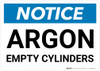 Notice: Argon Empty Cylinders - Wall Sign Notice: Argon Empty Cylinders - Wall Sign