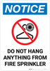 Notice: Do Not Hang Anything From Fire Sprinkler with Icon - Wall Sign Notice: Do Not Hang Anything From Fire Sprinkler with Icon - Wall Sign