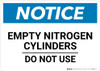 Notice: Empty Nitrogen Cylinders Do Not Use - Wall Sign