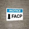 Notice: FACP Down Arrow - Wall Sign Notice: FACP Down Arrow - Wall Sign