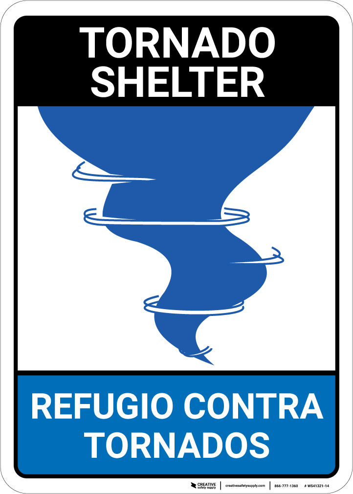 Bilingual Spanish Tornado Shelter Wall Sign Creative Safety Supply