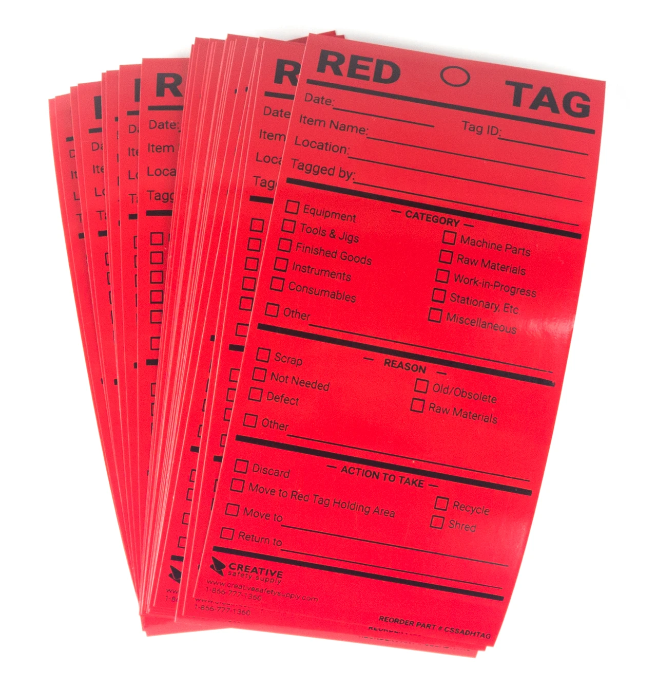 5S Adhesive Red Tags