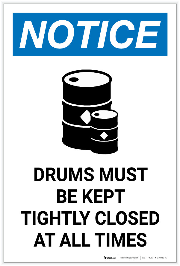 Notice: Empty Drums Must be Kept Closed with Icon Portrait - Label