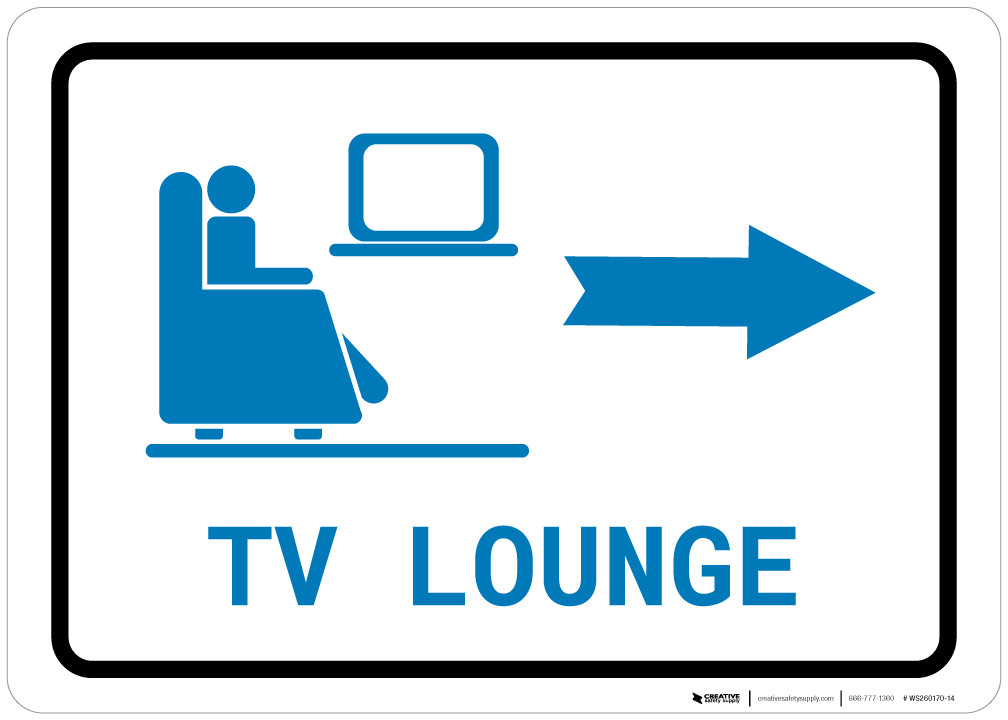 TV Lounge Right Arrow with Icon Landscape v2 - Wall Sign