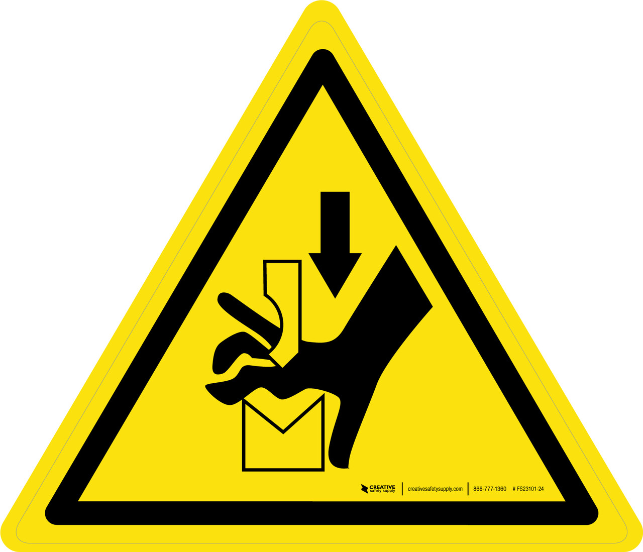 Hand Crushing Between Press Brake Tool Warning ISO Floor Sign