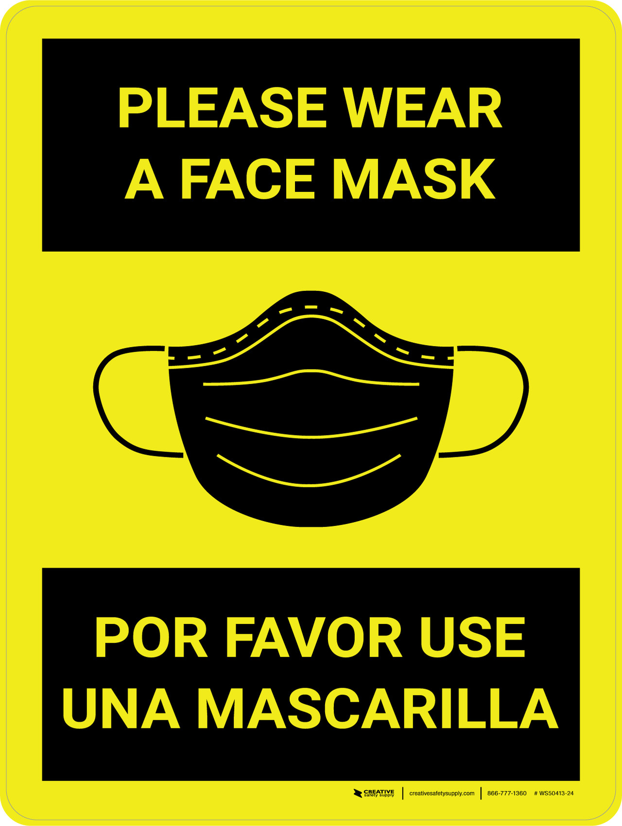 Please Wear A Face Mask Spanish Bilingual Wall Sign 0456
