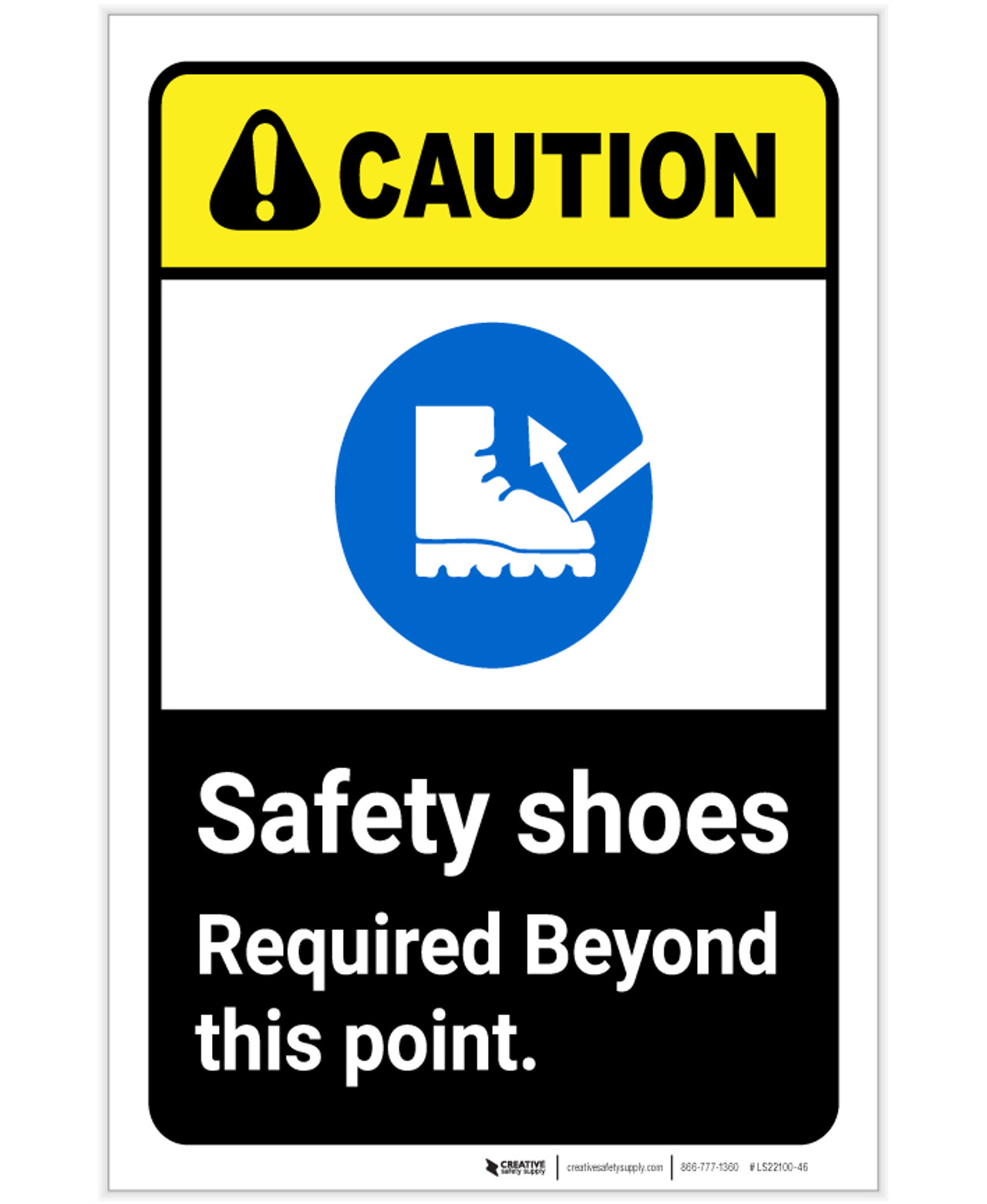 Caution Safety Shoes Required Beyond This Point ANSI Portrait Label