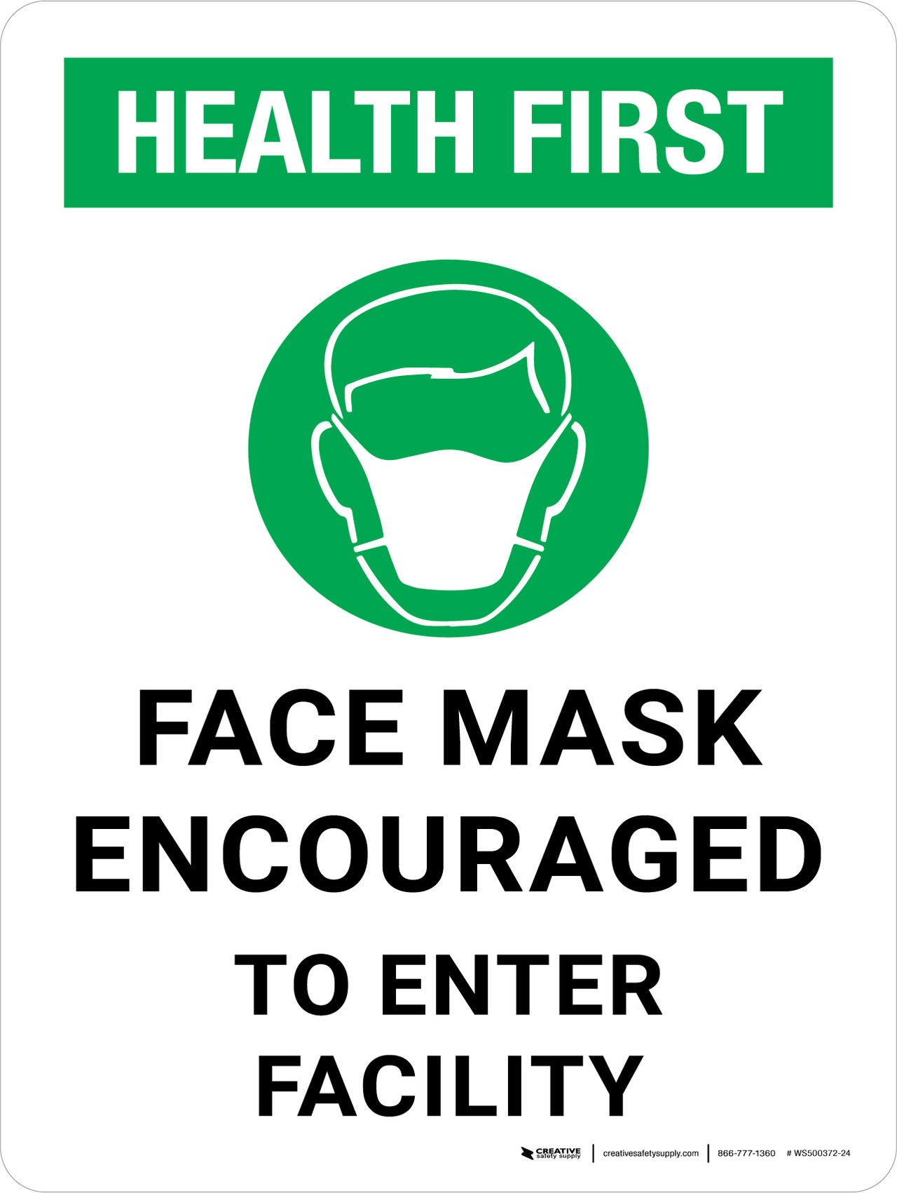 Health First Face Mask Encouraged To Enter Facility Portrait With Icon