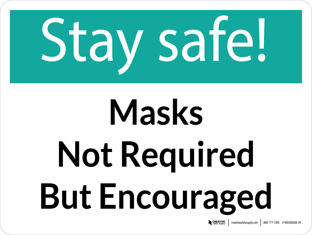 Stay Safe Masks Not Required But Encouraged Landscape Wall Sign