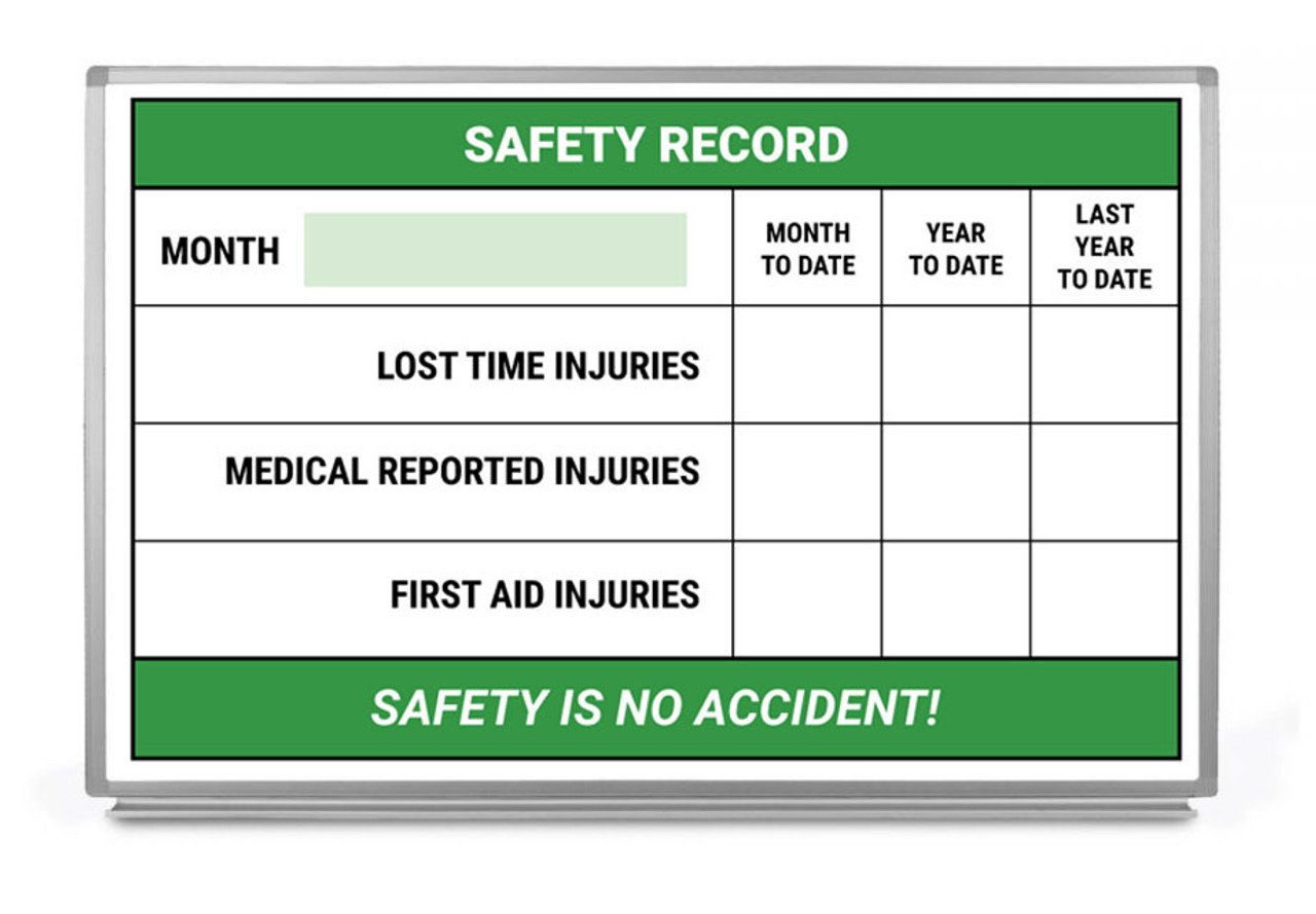 Safety Record Safety Is No Accident Whiteboard