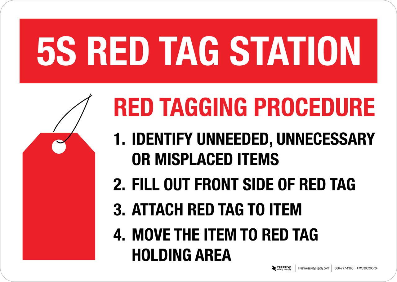 5S Red Tag Station Red Tagging Procedure Landscape Wall Sign
